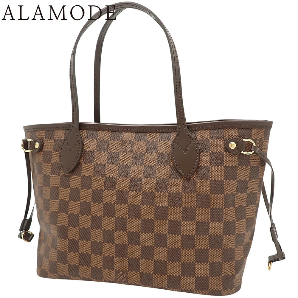 Louis Vuitton Damier Neverfull Canvas Tote Bag Ebene Brown